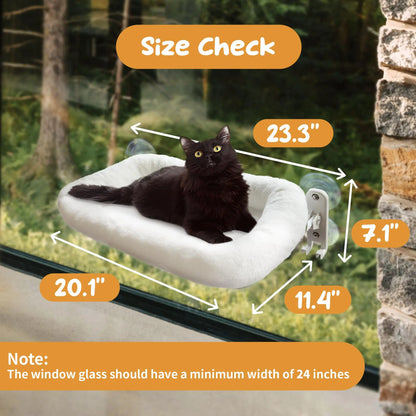 Folding Cat Hammock for Windows - Cordless, Machine Washable Bed with Sturdy Metal Frame and Strong Suction Cups, Ideal Perch for Cats and Small Dogs
