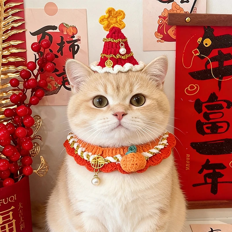 Lion Mane Wig Hat for Pets - Cat and Dog Costume Accessory for New Year Party and Cosplay Photoshoot