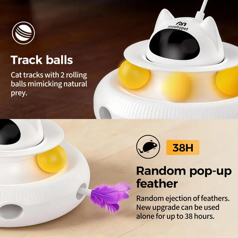5-in-1 Interactive Cat Toy: Light Pointer and Rotating Feather Teaser for Engaging Indoor Play