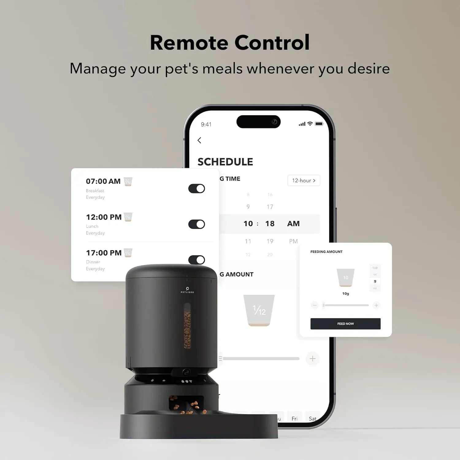 Automatic Cat Feeder with Camera for Two Cats, 1080P HD Video with Night Vision, 5G Wifi Pet Feeder with 2-Way Audio for Cat & Dog, Low Food & Motion & Sound Alerts, Dual Tray, Black 5L PETLIBRO