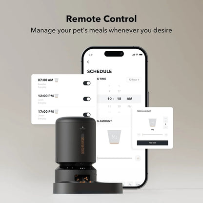 Automatic Cat Feeder with Camera for Two Cats, 1080P HD Video with Night Vision, 5G Wifi Pet Feeder with 2-Way Audio for Cat & Dog, Low Food & Motion & Sound Alerts, Dual Tray, Black 5L PETLIBRO