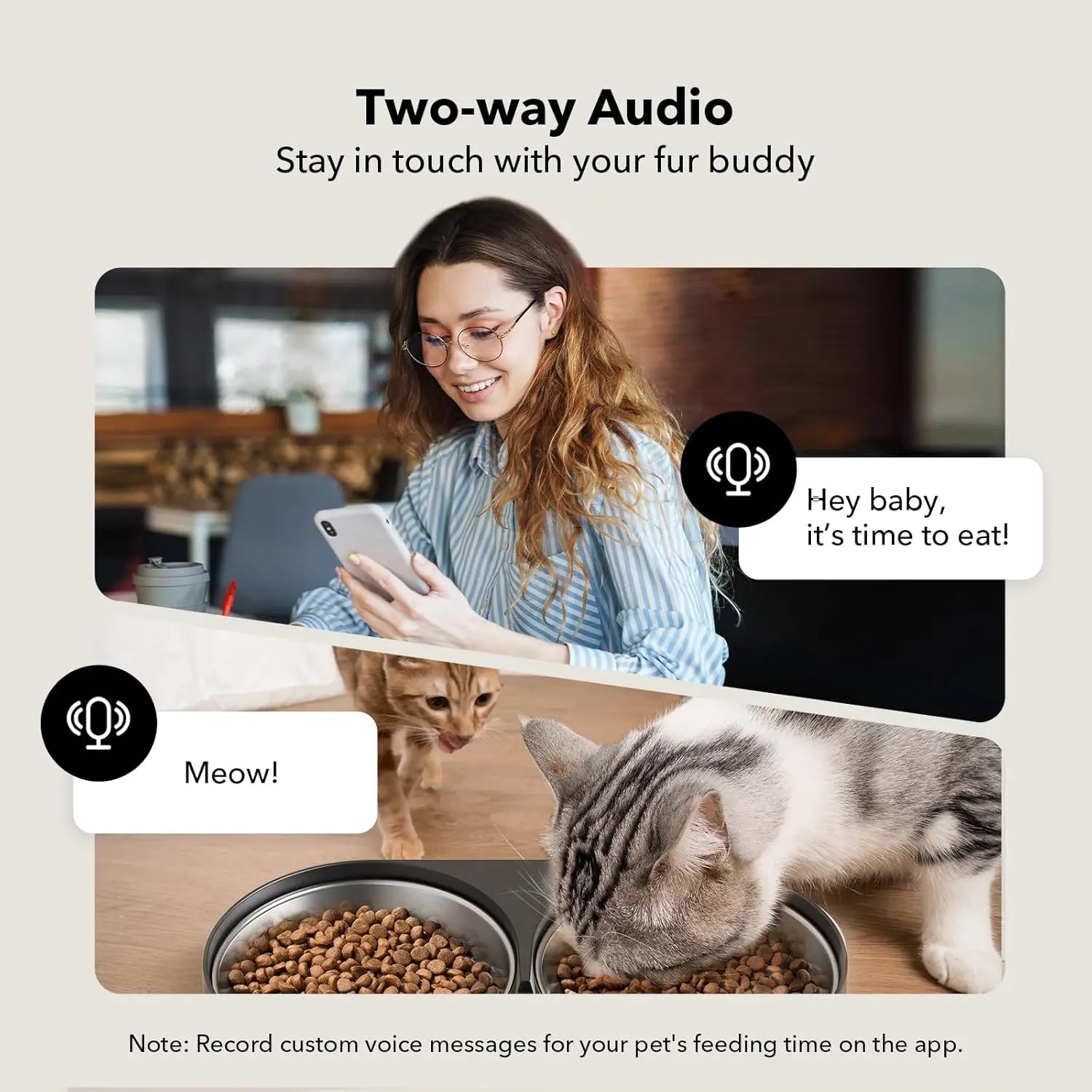 Automatic Cat Feeder with Camera for Two Cats, 1080P HD Video with Night Vision, 5G Wifi Pet Feeder with 2-Way Audio for Cat & Dog, Low Food & Motion & Sound Alerts, Dual Tray, Black 5L PETLIBRO
