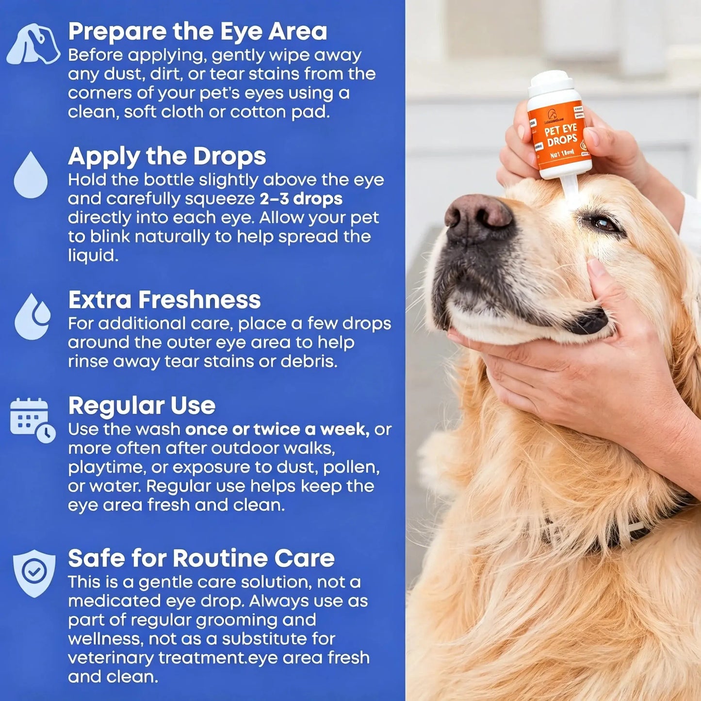 Dog Eye Drops & Eye Infection Treatment for Dogs and Cats – Soothe Infection & Allergy, Relieve Dry Eyes & Pink Eye, Pet Tear Stain Wash & Cleaner - Kitten Eye Drops for Discharge, Eye Rinse & Flush