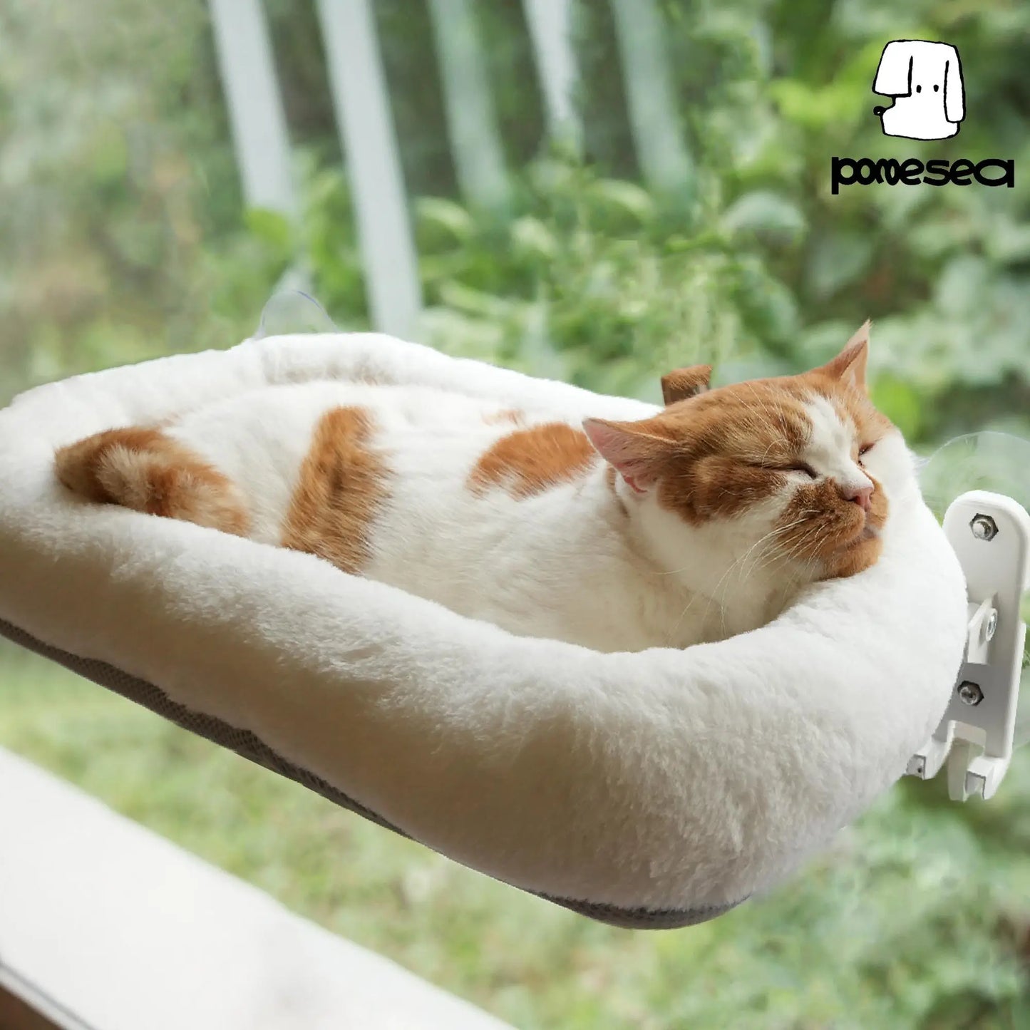 Folding Cat Hammock for Windows - Cordless, Machine Washable Bed with Sturdy Metal Frame and Strong Suction Cups, Ideal Perch for Cats and Small Dogs